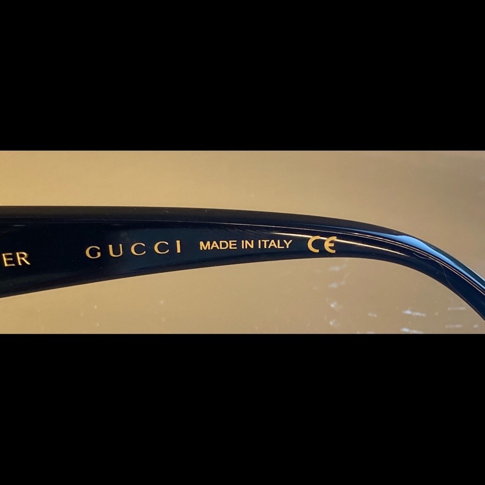 New Gucci Black Embellished Rectangular Frame Sunglasses - Picture 9 of 15